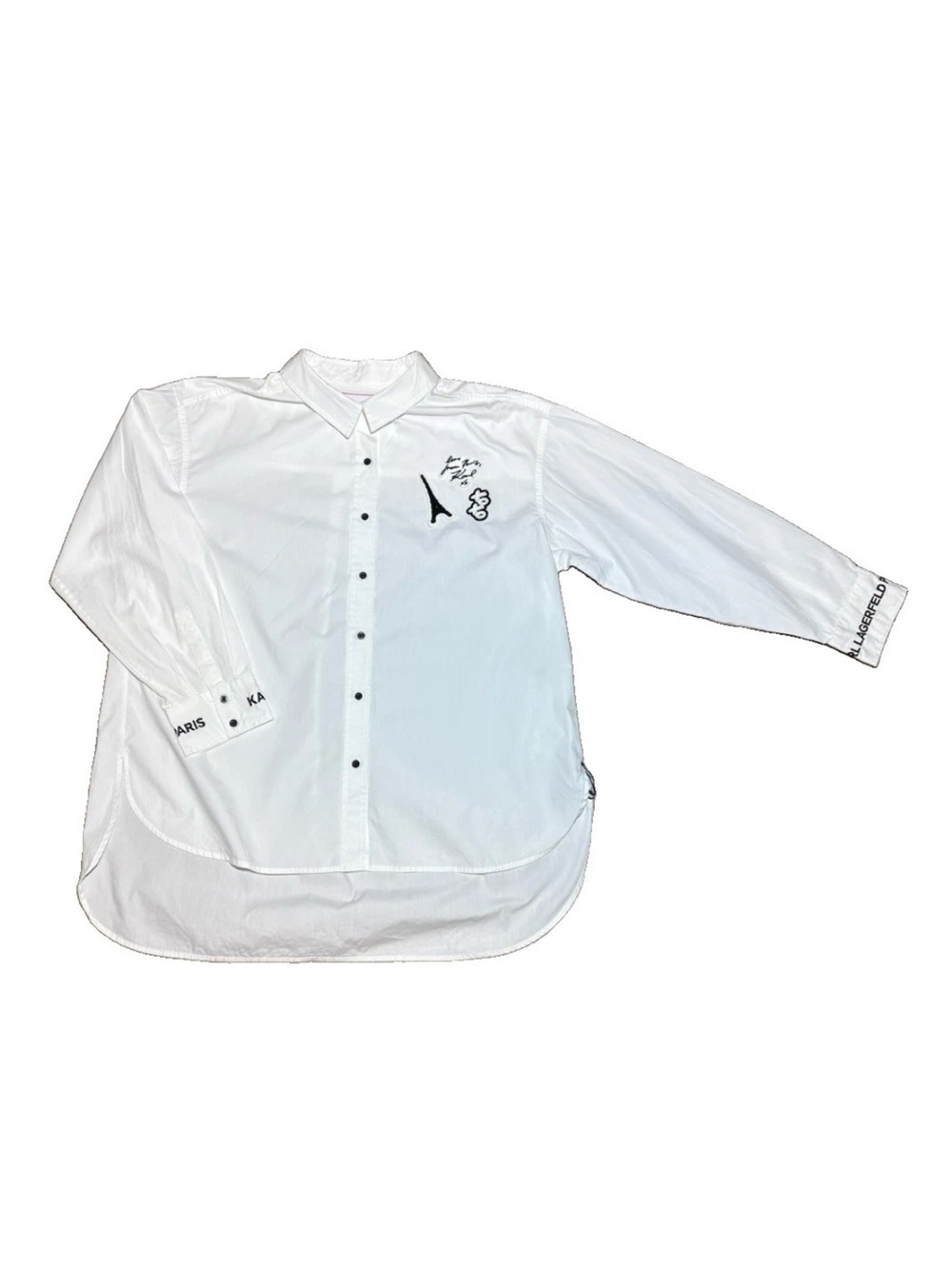 Karl lagerfeld Women’s Button Down White Logo Patches Large Limited Edition